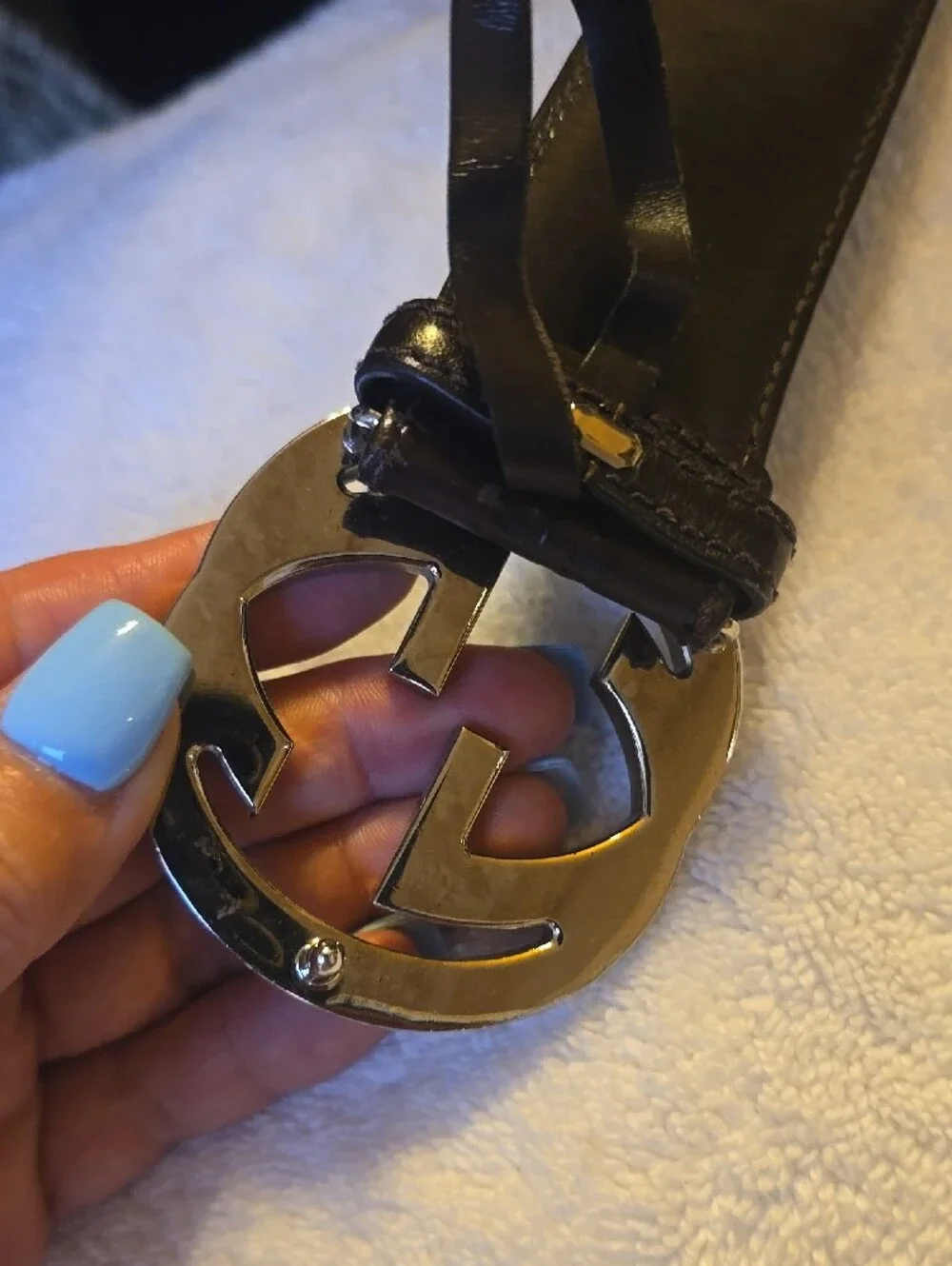 Gucci GG Brown Embossed Leather Belt with Gold Interlocking G Buckle 95/36